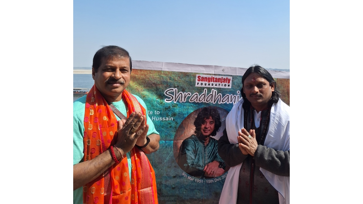 Abhijeeth Bhattacharjee and Sangitanjaly Foundation Pay Tribute to Ustad Zakir Hussain at Assi Ghat, Varanas